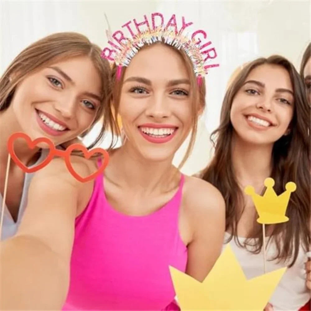 Birthday Girl Headband Rose Pink Tiara Party Accessory One Size Adjustable